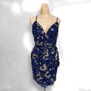 ✨ NWT LULUS "MY BEST LOOK" NAVY & GOLD SEQUIN MINI DRESS ✨